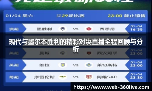 现代与墨尔本胜利的精彩对决直播全程回顾与分析